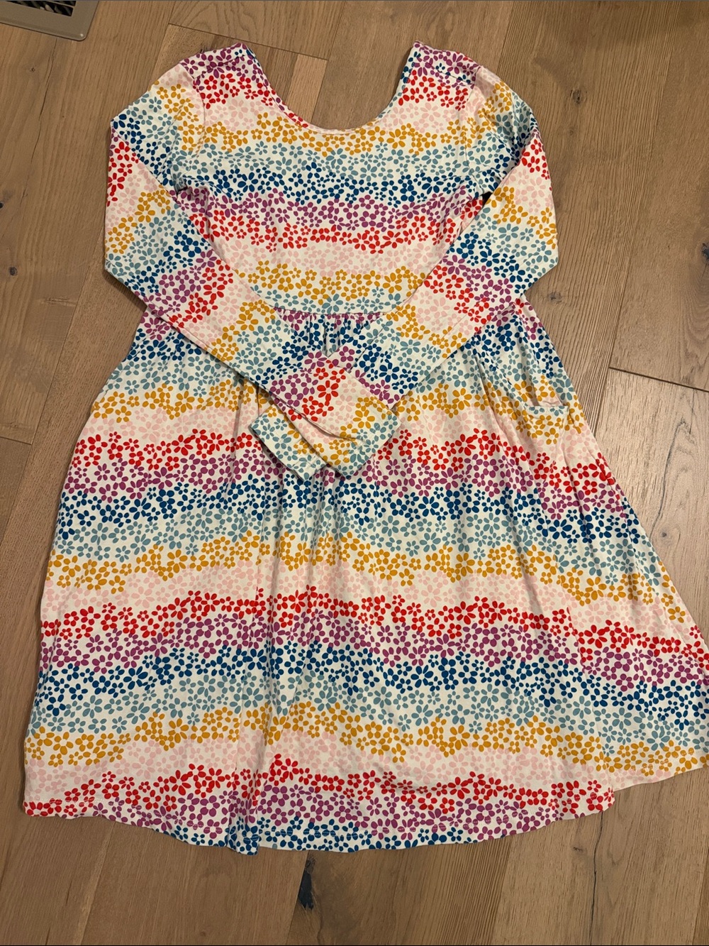 Hanna Andersson Girls' Multicolor Floral Cotton Long Sleeve Dress with pockets